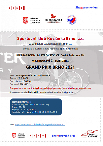 MISTROVSTVÍ ČR HANDBIKE GRAND PRIX BRNO 2021