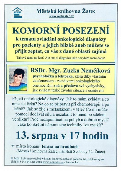 Komorní posezení - přijetí onkologické diagnózy